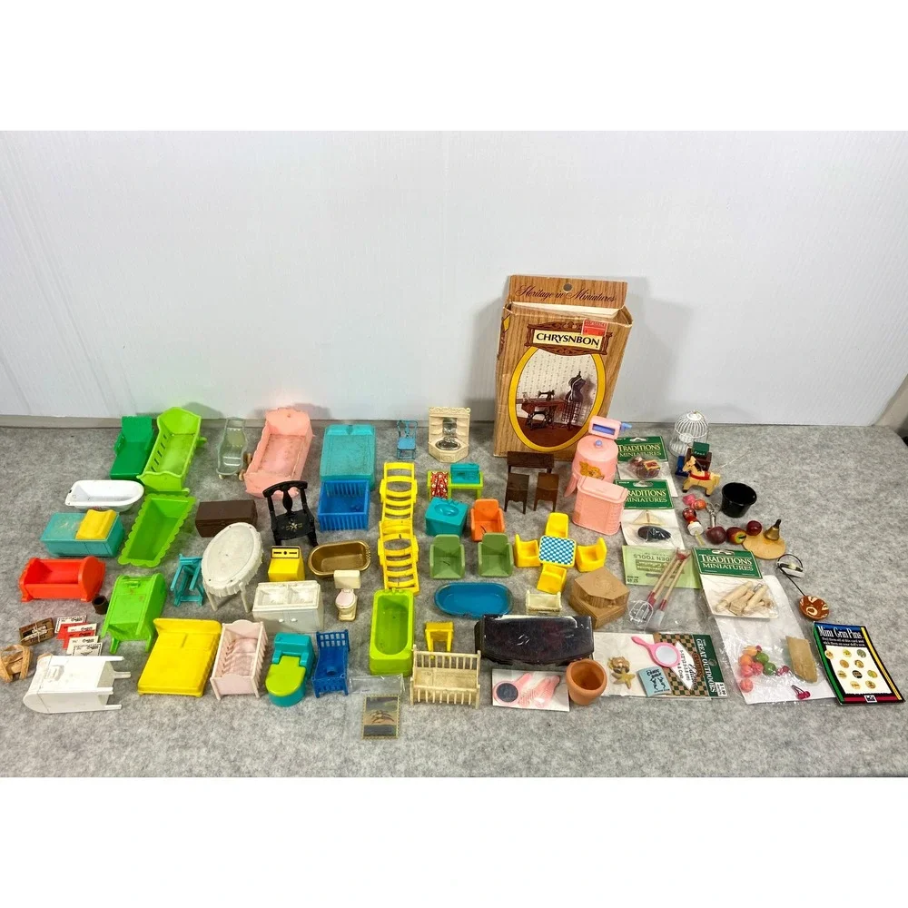 VTG Lot Dollhouse Furniture Accessories‎ Renwal BEST Tootsietoy Mattel Superior